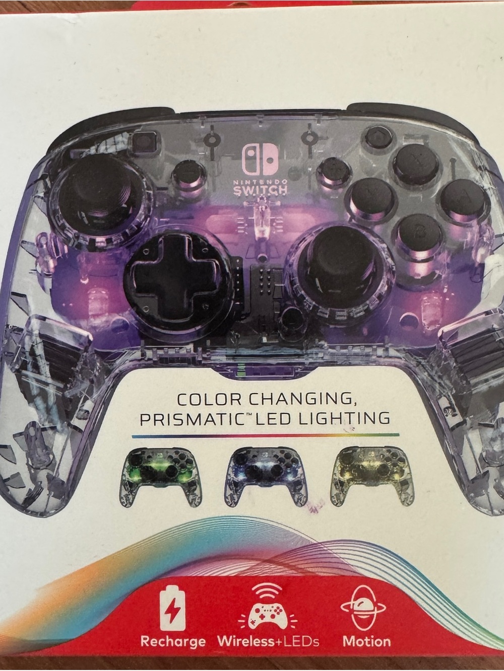Nintendo Transparent Purple Wireless Controller with Prismatic LEDs